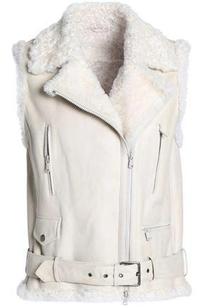Brunello Cucinelli Woman Belted Shearling Vest Ivory