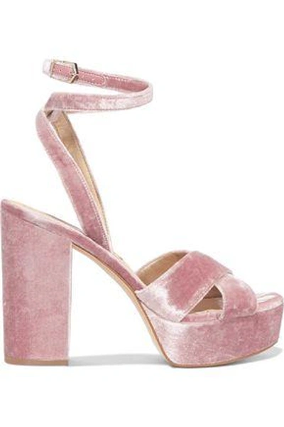 Sam Edelman Woman Mara Velvet Platform Sandals Antique Rose