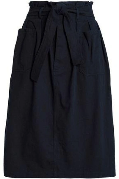 Antik Batik Belted Cotton Skirt In Midnight Blue