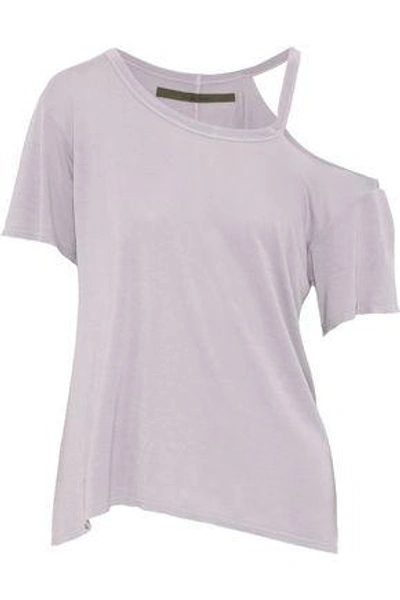Enza Costa Cutout Jersey Top In Light Gray