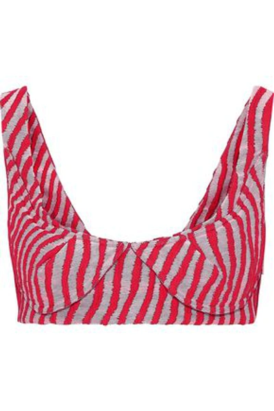 Marni Paneled Striped Cotton-blend Jacquard Bra Top In Red