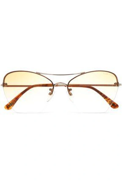 Tom Ford Woman Butterfly-frame Gold-tone And Acetate Sunglasses Gold