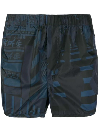 Valentino Tokyo-print Swim Shorts In Blue