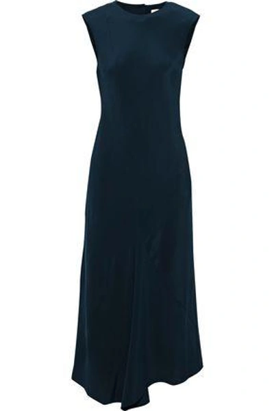 Tibi Open-back Silk Crepe De Chine Midi Dress In Navy