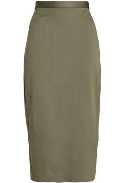 Tibi Woman Cady Midi Skirt Army Green