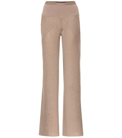 Rick Owens Lilies Knit Trackpants In Beige