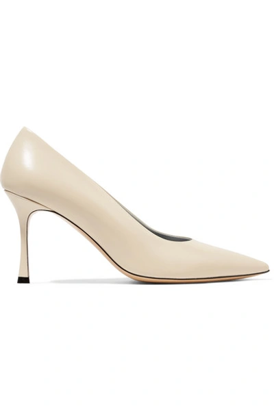 The Row Champagne Leather Pumps In Cream
