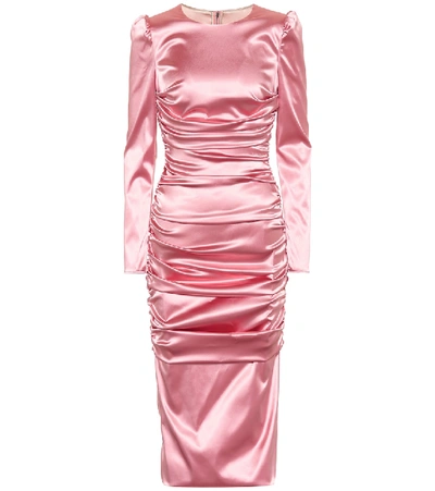 Dolce & Gabbana Stretch-satin Midi Dress In Pink