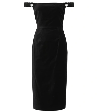 Alexa Chung Off-the-shoulder Cotton-velvet Dress In Black