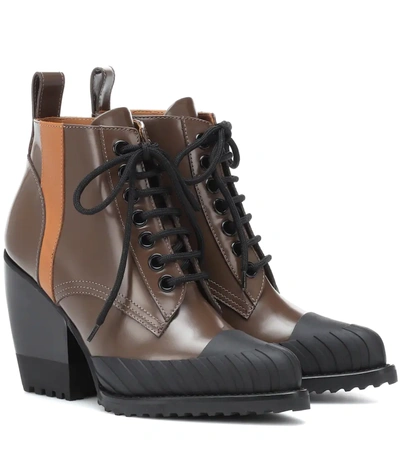 Chloé Rylee Leather Lace-up Boots In Brown