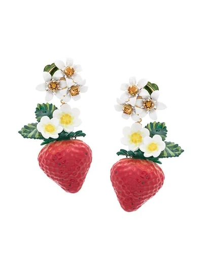 Dolce & Gabbana Crystal-embellished Resin Earrings In Red