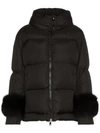 Moncler Fur-trim Padded Jacket - Black