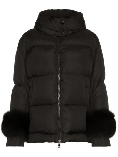 Moncler Fur-trim Padded Jacket - Black