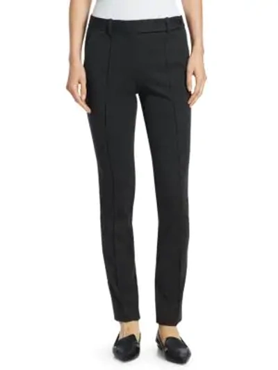 Theory Slim-fit Pintuck Ankle-length Pants In Dark Charcoal