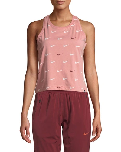 Nike Swoosh Cropped Activewear Tank, Medium Pink