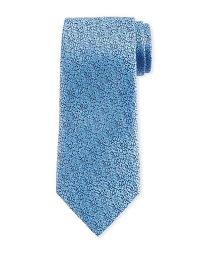 Ermenegildo Zegna Men's Tonal Floral Silk Tie In Blue