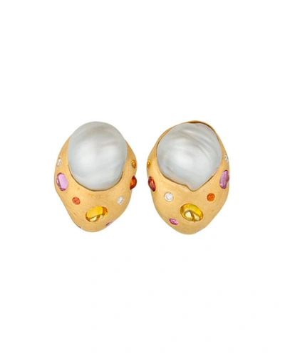 Margot Mckinney Jewelry 18k Pink Gold Drop Earrings W/ Pearls