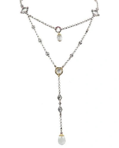Konstantino Pythia Crystal & Corundum Y-drop Necklace In Silver