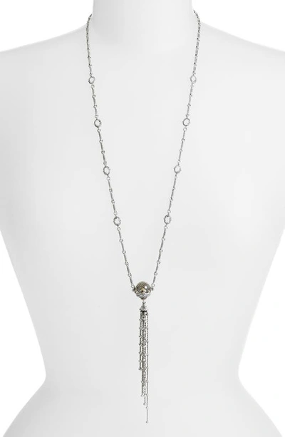 Konstantino Pythia Crystal & Corundum Tassel Necklace In Silver