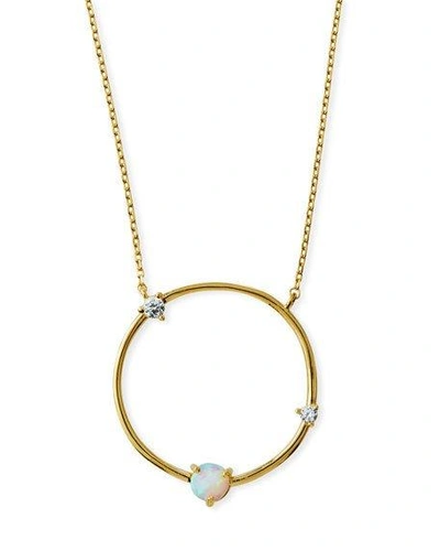 Tai Large Opal Circle Pendant Necklace In Gold