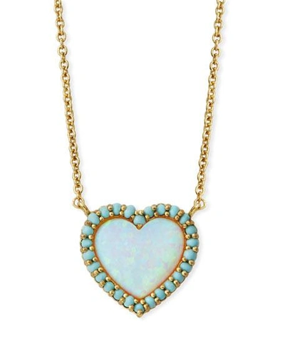 Tai Mini Heart Glass-opal Pendant Necklace In Gold