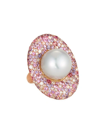 Margot Mckinney Jewelry 18k Rose Gold & South Sea Pearl Cocktail Ring, 16.6mm