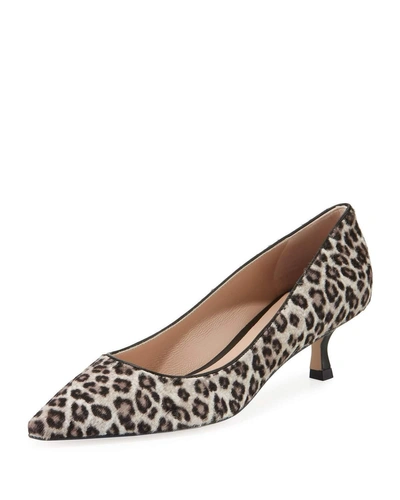 Stuart Weitzman Tippi Low-heel Leopard Pointed-toe Pumps