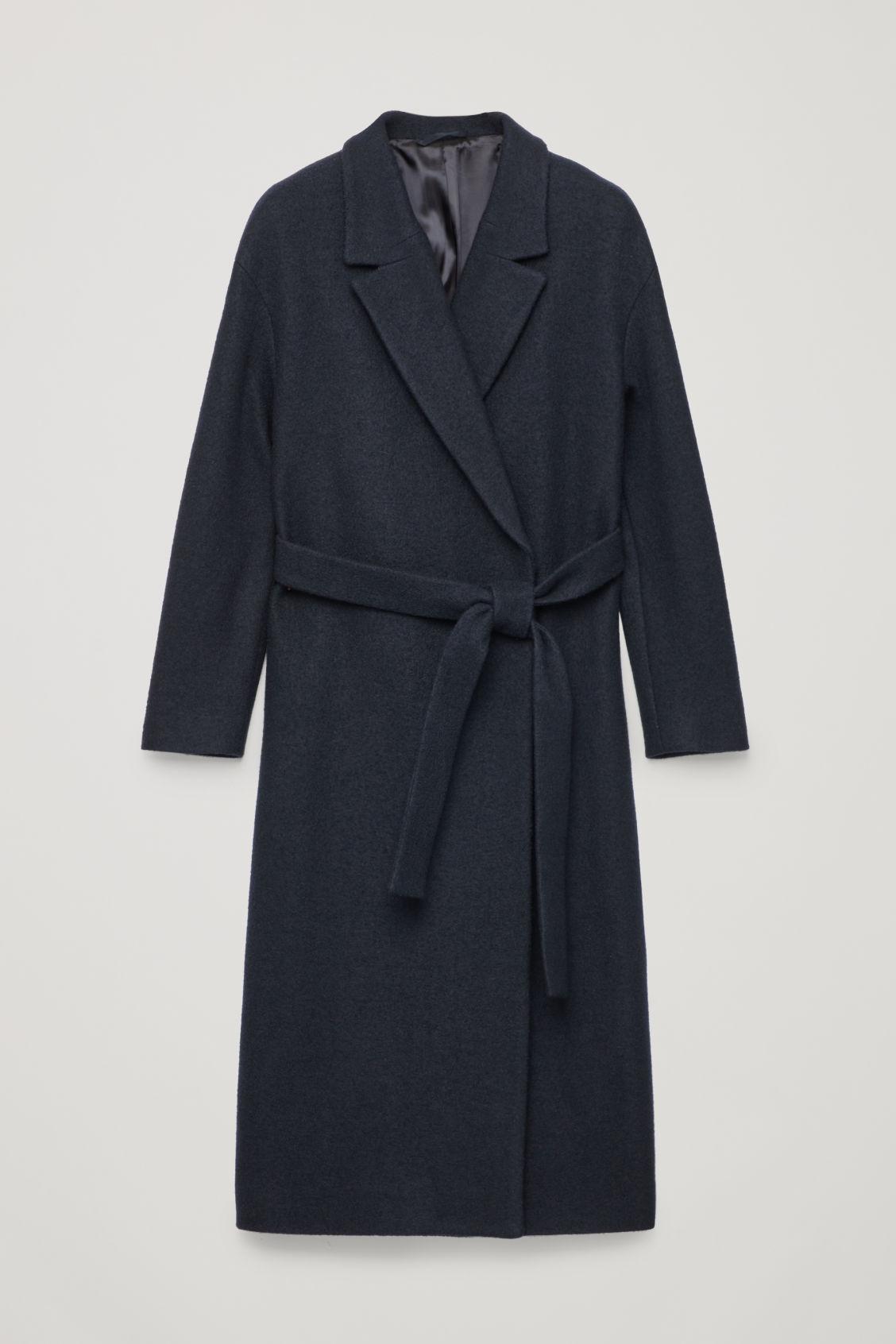 Cos Oversized Belted Wool Coat In Blue | ModeSens