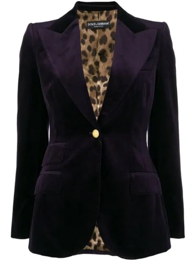 Dolce & Gabbana Peaked Lapel Blazer In Purple