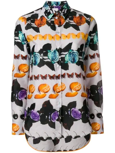 Paul Smith Floral Fruit Printed Blouse In Grey