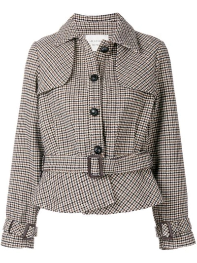 Les Coyotes De Paris Houndstooth Cropped Jacket - Brown