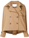 Opportuno Jackie Crop Oversized Jacket - Neutrals