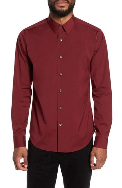 Theory 'sylvain' Trim Fit Long Sleeve Sport Shirt In Radish