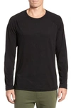Alo Yoga Triumph Raglan Long Sleeve T-shirt In Solid Black Triblend