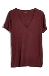 Madewell Whisper Cotton V-neck Pocket Tee In Cherrywood