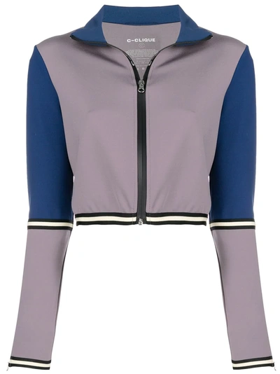 Pinko Colour Block Zipped Jacket In Grey
