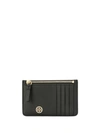 Tory Burch Robinson Zip Leather Slim Card Case In Black