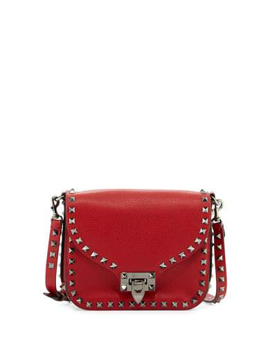 Valentino Garavani Rockstud Flap-top Leather Shoulder Bag, Red (rosso ...