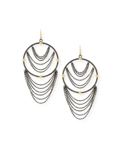 Armenta 18k Yellow Gold & Blackened Sterling Silver Old World Champagne Diamond Earrings In Yellow/black