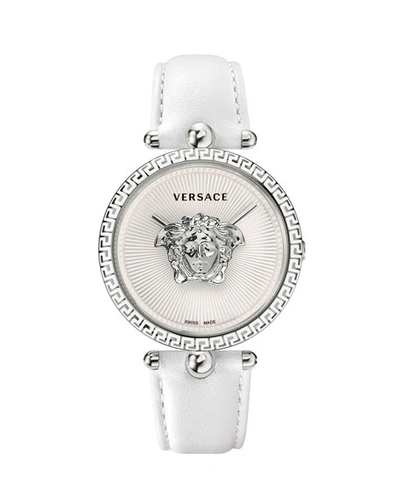Versace 39mm Palazzo Empire Watch, White/silver