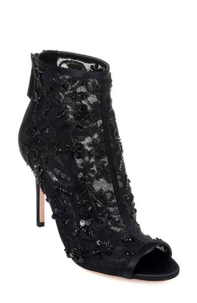 Badgley Mischka Women's Verona Open Toe Embellished High-heel Booties In Black Lace