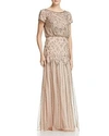 Adrianna Papell Embellished Gown In Taupe Pink