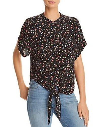 Olivaceous Floral Tie-front Shirt In Floral Print