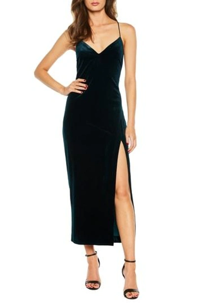 Bardot Raven Velvet Slipdress In Forest