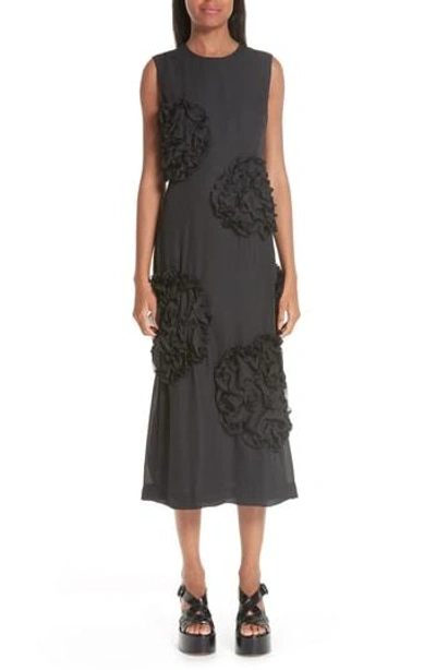 Simone Rocha Flower Georgette Sheath Dress In Black