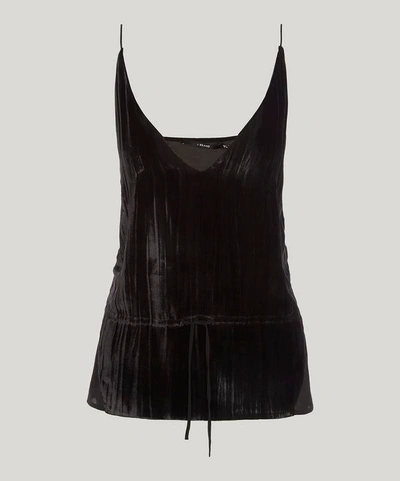 J Brand Lucy Velvet-front Camisole Top In Black
