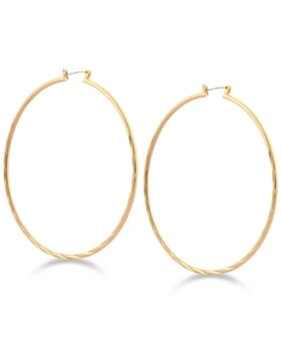 Guess 2 3/4" Textured Large Hoop Earrings In Gold