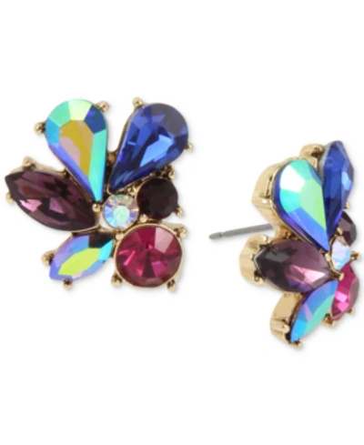 Betsey Johnson Gold-tone Multi-stone Cluster Stud Earrings