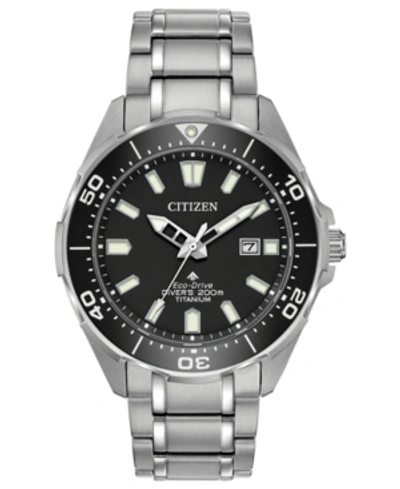Citizen Eco-drive Men's Promaster Diver Super Titanium Bracelet Watch 44mm In Black/silver