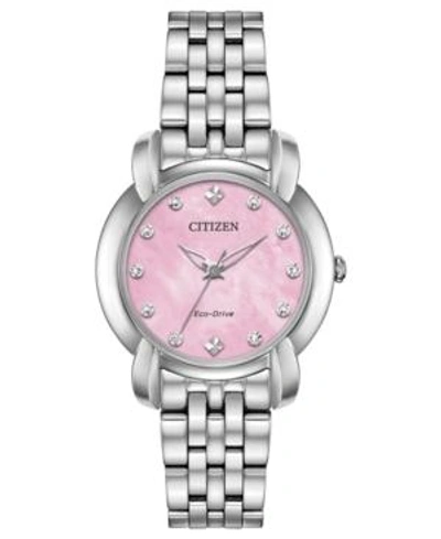 Citizen Eco-drive Women's Jolie Diamond-accent Stainless Steel Bracelet Watch 30mm In Pink/silver